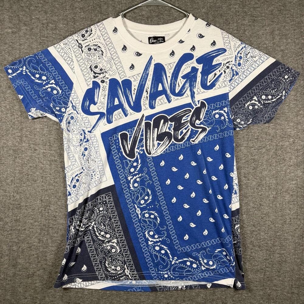One Color Nation Shirt Savage Vibes Bandana Graphic T Shirt Mens L AOP Street